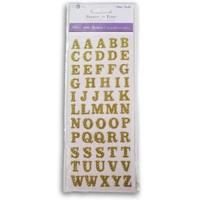 Gem Studded Alphabet Stickers - Gold Colored Adhesive Small Letter Stickers for Cardmaking, Scrapbooking, Crafts - 0.5 Inches - 55 Pieces