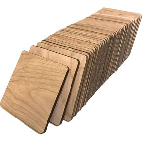 Stong & Thick, Made in The USA, Unfinished Square Blank Wood Pieces, Coasters, Trivet, Pyrography, Painting, Writing, Kids Arts and Crafts, Decorations, DIY Crafts (4"x4"x.2, Square, Natural, 40pk)