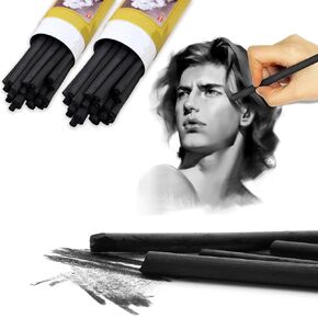 25 Pcs Charcoal Pencils,Vine Charcoal,Black Artist Vine Charcoal Willow Charcoal Sticks The Art of Drawing and Painting for Artists, Beginners, and Students(4-5mm)