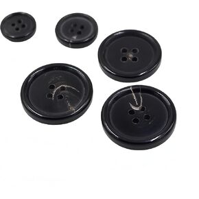 Set of 5pcs Matte Classic Black Suit Buttons - Genuine Buffalo Horn - Ideal for Craft, Autumn and Winter Woolen Coat Sewing Supplies in Kuwait