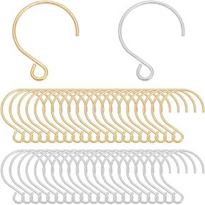 SUNNYCLUE 1 Box 100Pcs Stainless Steel Earring Hooks Large Round Earring Hooks Hypoallergenic Ear Wire with Open Loop Fish Hooks French Earrings Hook for Jewelry Making Supplies DIY Dangle Earrings