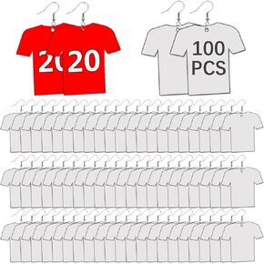 AiDiYGECO 300 PCS Sublimation Earring Blanks Jewelry Earrings Wood MDF Sublimation Football Shirt Earrings Double-Sided with Earring Hooks and Jump Rings DIY Sublimation Earring Blank Bulk
