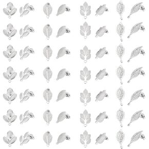 UNICRAFTALE 40 Pcs 4 Styles Stainless Steel Stud Earring Findings Leaf Stud Earrings with Loops and Earring Backs Ear Studs Earring Posts for Women DIY Earrings Craft Making Supplies