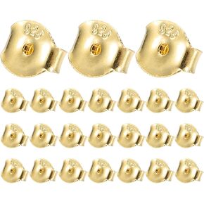 PATIKIL 24 Pcs 925 Sterling Silver Earring Backs, Locking Earring Backs Replacements Hypoallergenic Earring Stopper Secure Locking Charm for Studs, Silver Tone/Gold Tone 0.27"x0.24"