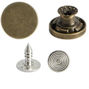 10Pcs Jeans Buttons - Metal Flat Jeans Replacement Buttons Suspender Trousers Alloy Buttons (17mm, Pure Black)