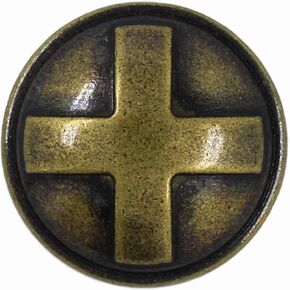 Bezelry Cross Domed Antique Brass Metal Shank Buttons. Blazer Button Set. 3 Pcs of 25mm, 8 Pcs of 18mm