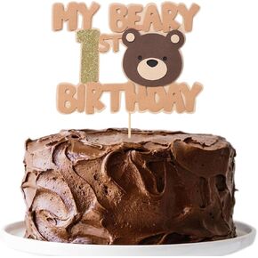 My Beary 1st Birthday Cake Topper - Beary 1st Birthday Cake Decorations,Boy Bear First Party Decoration, Cute Bear Cake Topper,Beary First Birthday Cake Topper
