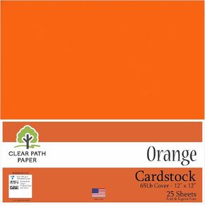 Clear Path Paper - Pumpkin Orange Cardstock - 12 x 12 inch - 65Lb Cover - 25 Sheets