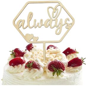 Always Cake Topper, Always Wedding Wooden Cake Decoration, Always love Cake Toppers，Bridal Shower Confession of Love, Birthday Party Cake Decoration Supplies.