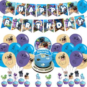 Puppy Dog Party Decorations,Birthday Party Supplies For Dog Pals Party Supplies Includes Banner - Cake Topper - 12 Cupcake Toppers - 18 Balloons