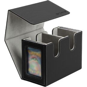 SANZIE Card Deck Box for MTG Commander Deck Box with 2 Toploaders 35PT fits 260+ Single Sleeved Trading Cards TCG Deck Box for Magic Game Cards (Black&Blue)