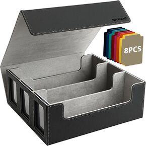 SANZIE Card Deck Box for MTG Commander Deck Box with 2 Toploaders 35PT fits 260+ Single Sleeved Trading Cards TCG Deck Box for Magic Game Cards (Black&Blue) in Kuwait