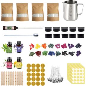 Candle Making Complete Kits - DIY Candle Making Supplies Include 4*250g Soy Wax, 100* Candlewicks & Wicks Stickers, 10 Black Jars, and Many More - Candles Kit - Candle Making Kits for Adults Beginners