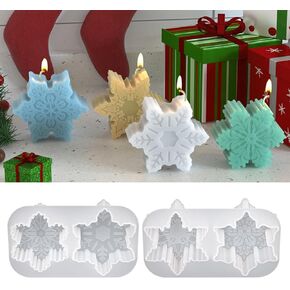 Christmas Snowflake Candle Molds Silicone Soap Molds DIY Snowflake Epoxy Resin Handmade Soap Plaster Mold for Xmas Kitchen Chocolate Pudding Jelly Muffin Cups Baking Decoration