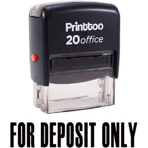 Printtoo Self Inking Rubber Stamp Office Stationary for Deposit ONLY Custom Stamp-Black