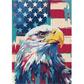 أحجية الصور المقطوعة 1000 قطعة للبالغين، ألغاز النسر الأصلع 1000 قطعة للبالغين، ألغاز الصور المقطوعة ذات العلم الأمريكي الممتعة للبالغين، مع حروف على الظهر، تناسب معًا بشكل مثالي in Kuwait