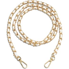 U+U Purse Chain Strap, 47" Purse Straps Replacement, DIY Purse Chain Accessories, Crossbody Bag and Handbag Strap with Metal Buckles (Black & Gold)