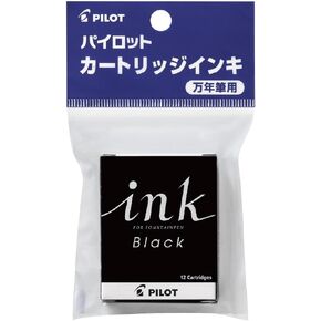 Pilot Fountain Pen Refil Cartridge, Black Ink, Pack of 12 (P-IRF-12S-B)