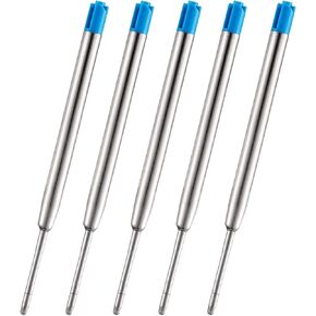 PapaBear Ballpen Medium Point Black Ink Refill Pack of 5-Replaceable Ballpoint Pen Refills 0.7 mm Tip - Metal Pen Refill (Black)
