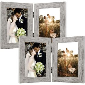 Golden State Art، إطار صورة مزدوج مقاس 5x7، إطار صورة بمفصلات رأسية، 2 إطار عائلي قابل للطي، مع زجاج حقيقي (5x7، أسود، عبوة واحدة) in Kuwait