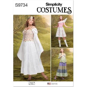 Simplicity Fairycore Misses' Costumes Sewing Pattern Kit by Andrea Schewe Designs, Code S9734, Sizes 8-10-12-14-16, Multicolor