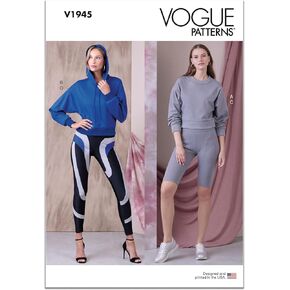 Vogue Misses’ Loose-Fitting Knit Tops and High-Rise Leggings Sewing Pattern Packet, Design Code V1945, Sizes XS-S-M-L-XL-XXL, Multicolor