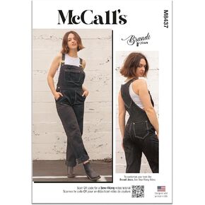 McCall's Misses Floor Length Overalls Sewing Pattern Kit by Brandi Joan, Design Code M8437, 6-8-10-12-14, Multicolor