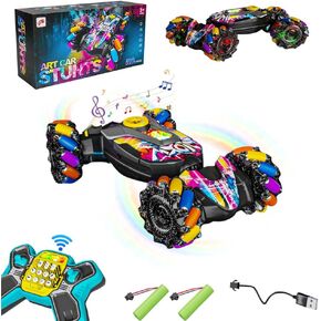 Remote Control Car,2.4GHz 4WD Remote Control Spray Toy Cars 360° Rotating RC Stunt Car Toy with Light & Music RC Drift Car Rechargeable Toy Car for Boys Girls Birthday Xmas Gift