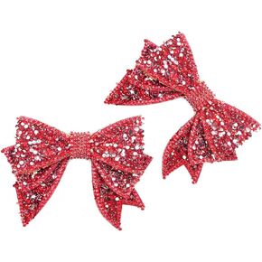 2 PCS DIY Handmade Very Large No Clip Bow Resin Rhinestone Shoes Bag Package Accessories (Silver)