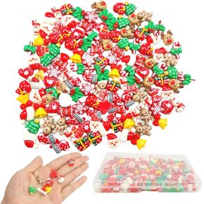DANUDON Christmas Resin Charms for Crafts, 120 Pcs Flatback Mini Christmas Socks Hats Snowman Reindeer Beads Mini Xmas Embellishments Crafts Decorations for DIY Scrapbooking Jewelry Cell Phone Case