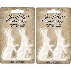 Tim Holtz Idea-Ology 2022 Salvaged Rabbits - Two Items - Bundle of Two Packages