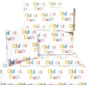 CENTRAL 23 Rude Birthday Wrapping Paper - 6 Sheet of Gift Wrap With Tags - Funny Birthday Wrapping Paper - Gift Wrapping Paper For Mom Dad Grandpa Nana - Recyclable