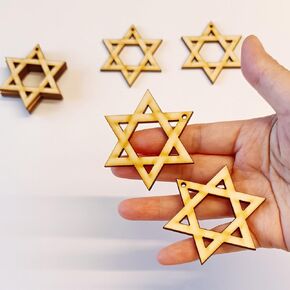 30pcs of Stars Wood Earrings Blanks,Star of David DIY Unfinished Wood Jewelry Accessories,Wood Shapes Blank for Craft Jewelry (2'')