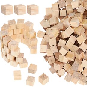 300 Pcs Wooden Cubes, 0.6 Inch Small Unfinished Wooden Blocks Wood Square Blocks, Blank wood cubes Wood Crafts for Painting DIY Projects Crafts