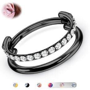 BodyBonita G23 التيتانيوم الغضروف القرط هوب مكدسة الفرس 16G تشيكوسلوفاكيا مزدوجة / ثلاثية الحاجز خواتم محارة ثقب المجوهرات الزنمة Daith الحلزون أقراط الأنف خواتم الأطواق للنساء الفضة / الذهب 8 مم 10 مم 12 مم