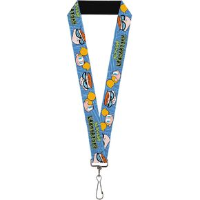 Buckle-Down Warner Bros. Animation Lanyard, Dexters Laboratory Title Logo with Dexter and Dee Dee Blues, Elastic