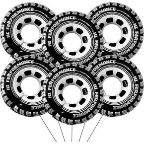 30 Inch Wheel Balloons, Race Car Tire Balloons, Racing Cars Wheels Theme Birthday Party Decorations Supplies for Men and Boys 6Pcs