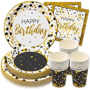 ROYAL BLUEBONNET Navy Blue and Gold Birthday Decorations - Set of 24 Blue Birthday Plates, Navy Blue Birthday Decorations, Blue Birthday Party Decorations, Light Blue Birthday Decorations