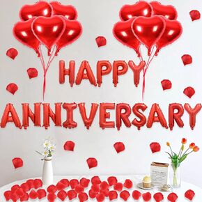 مجموعتان من بالونات Red Will You Be My Girlfriend - 42 قطعة بالونات حروف مقاس 40.64 سم، 1200 قطعة من بتلات الورد الاصطناعية الحمراء، 10 قطع بالونات على شكل قلب مقاس 45.72 سم، بالونات مايلر من رقائق الفويل الأبجدية لديكورات عيد الحب