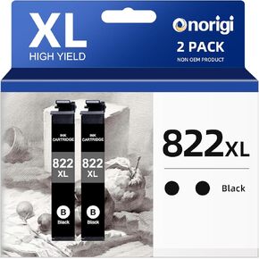 822XL Ink Cartridges Remanufactured Replacement for Epson 822 822XL Ink Cartridges Black for Workforce Pro WF-3823 WF-4833 WF-4830 WF-4820 Epson WF-3820 Printer Ink Cartridges (2Black)