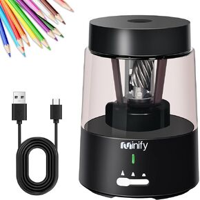 Pencil Sharpener Electric Pencil Sharpener Heavy Duty Blade Rechargeable Battery Powered Pencil Sharpeners for 6-8mm Colored Pencils Auto Stop Fast Sharpen in 3s (Black)