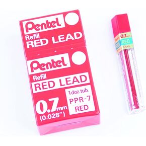 Pentel Refill 12 Pack, 0.7mm, Medium, Lead Red (PPR-7)