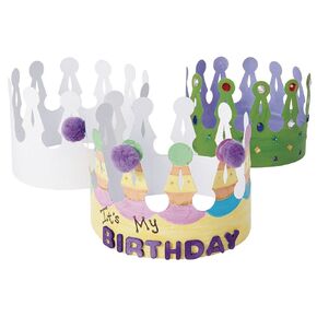 Colorations DIY Cardstock White Crowns، مجموعة من 24، قوي، قابل للتعديل، للأطفال، اللعب الدرامي، اللعب التظاهري، الأميرة، الحفلات، الفنون والحرف اليدوية، النشاط الحرفي