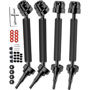 RC Drive Shaft Axles Upgrades Part for 1/10 Arrm a Senton Granite 3S Blx(Mega550),Vortek 3S Blx,Big Rock V2,Steel #45 Front Rear Driveshafts CVD,4PCS,Black
