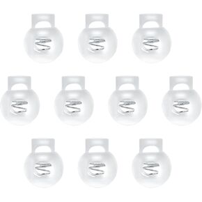 10 PCS Cord Locks Plastic Spring Cord Locks Single Hole Toggle Drawstring Clip Clear Stoppers Fastener Slider Ball Shape Luggage Lanyard Stopper for Drawstrings Paracord Shoelaces