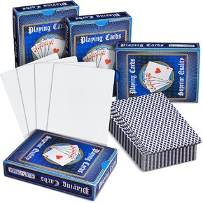 BLUE PANDA 224 Blank Custom Cards with Checkered Diamond Backing for DIY Game or Playing, Write On, 4 Decks (3 x 4 in) - Blank Playing Cards