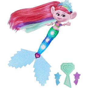 Trolls DreamWorksTopia Techno Mermaid Poppy Doll, Tail Lights Up in or Out of Water, Toy for Girls and Boys 4 Years Old and Up