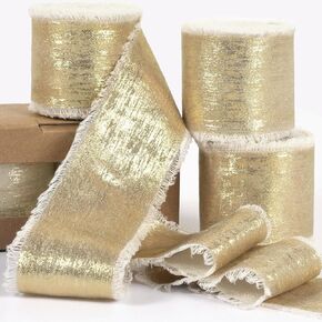 Chiffon Ribbon 1.5" x 15 Yards, White Chiffon Ribbon with Shimmery Silver Design, Handmade Fringe Silk Ribbon Frayed Edge Ribbon for Flower Bouquet Gift Wrapping Crafts, 3 Rolls, 5 Yards per Roll