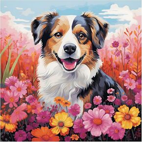 51buyoutgo Dog 11ct Cross Stitch Kits, 11 CT Funny Pre Printed Counted Stamped Cross Stitch Embroidery Needlepoint Patterns Kits for Adults Beginners Animal Crossstitch 40x40 cm