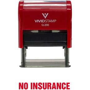 No Insurance Self Inking Rubber Stamp (Red Ink) - Medium